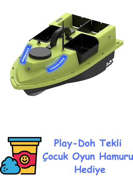 Gecbly Gps Rc Yem Tekne 500 M Kablosuz Uzaktan Kumanda Balıkçılık Yemi Teknesi (Uzaktan Kumandalı Olta Atıcı) Balıkçılık Besleyici Tekne Gemi ile 4 Yem Konteynerleri 2 + Play-Doh Oyun Hamuru