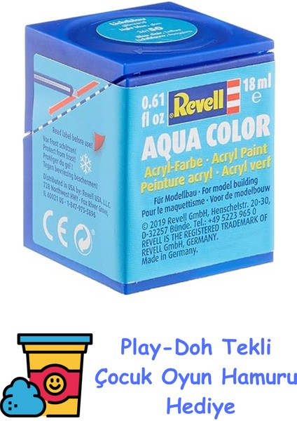 - Su Bazlı Maket Boyası Açık Mavi Parlak 18 ml (36150) + Play-Doh Oyun Hamuru