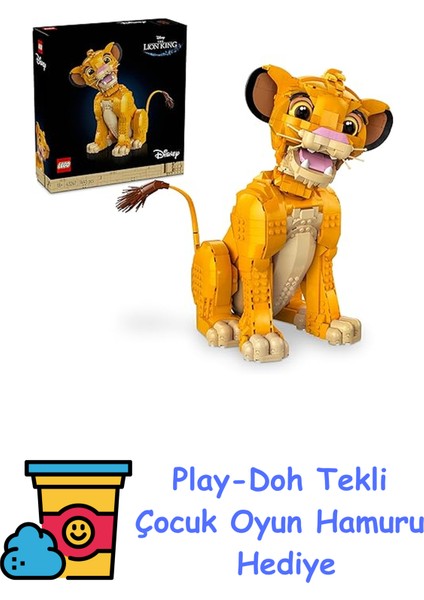 Disney Classic Genç Aslan Kral Simba 43247 - Kadınlar ve Erkekler Için Koleksiyonluk Hayvan Figürü Yapım Seti, Nostaljik Ev ve Ofis Dekoru Doğum Günü Veya Özel Gü + Play-Doh Oyun Hamuru