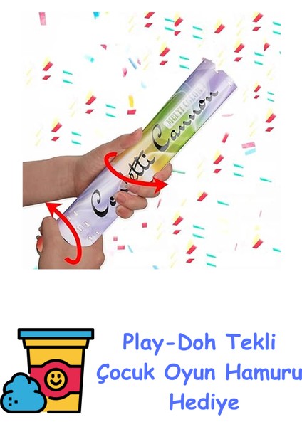 Parti Için Konfeti, Doğum Günü ve Özel Günler Konfetisi, Rengarenk Karnaval Konfeti 30 cm (Karışık Renkli) + Play-Doh Oyun Hamuru