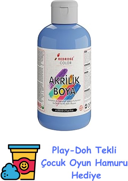 Açık Mavi Akrilik Boya 250 gr + Play-Doh Oyun Hamuru
