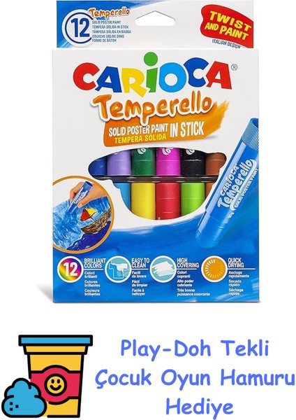 Temperello Stick Poster Boyama Kalemi 12'li + Play-Doh Oyun Hamuru