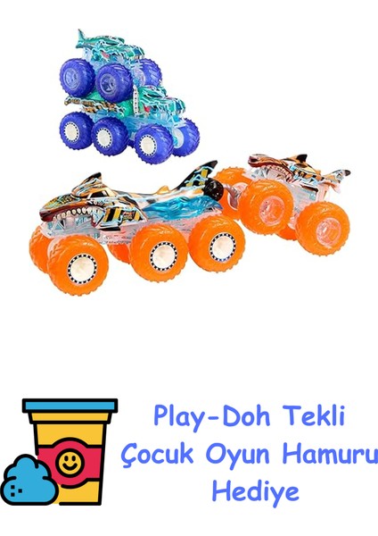Monster Trucks Toy Truck & Big Rig Multipack, 1:64 Ölçekli Mega-Wrex & Tiger Shark ile Eşleşen Power Smashers Deco + Play-Doh Oyun Hamuru