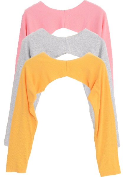 Pınkmark Kadın Içe Giyilen Tesettür Pembe Sarı Gri 3 Lü Paket Bolero Bluz Kolluk MCPMBL25668