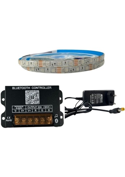 Bluetooth Telefon Kontrollü Rgb Şerit LED Set 5050 Ledli 3çipli 5metre Silikonlu indirimleri