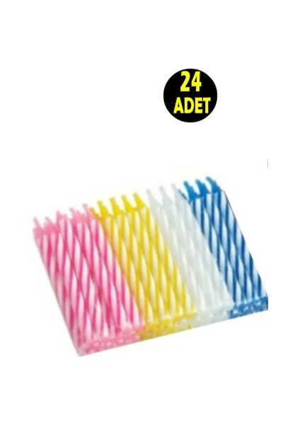 Renkli Doğum Günü Happy Birthday Pastası Partisi Mumu + Mum Altlığı