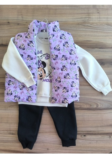 Laura Baby Yelekli Kız Bebek/çocuk 3 Lü Alt Üst Takım