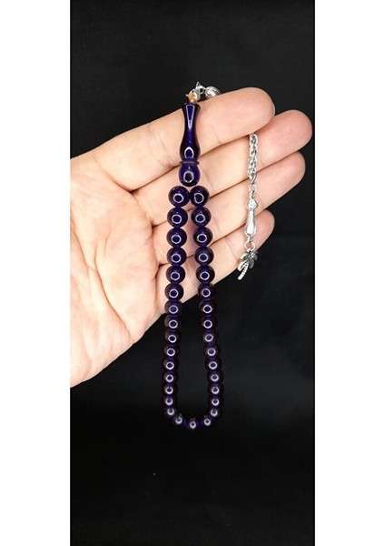 Çubuk Kehribar Tesbih Küre Kesim Lacivert Renk T-360 fırsatları