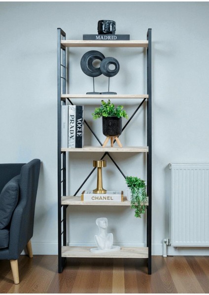 Dekoratif Beyaz Ahşap Raflı Metal Kitaplık Çok Amaçlı 5 Raflı Dolap Matkapsız Kolay Kurulum fiyatları