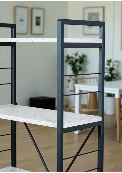 Dekoratif Beyaz Ahşap Raflı Metal Kitaplık Çok Amaçlı 5 Raflı Dolap Matkapsız Kolay Kurulum fırsatları