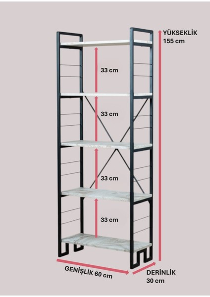 Dekoratif Beyaz Ahşap Raflı Metal Kitaplık Çok Amaçlı 5 Raflı Dolap Matkapsız Kolay Kurulum indirimleri