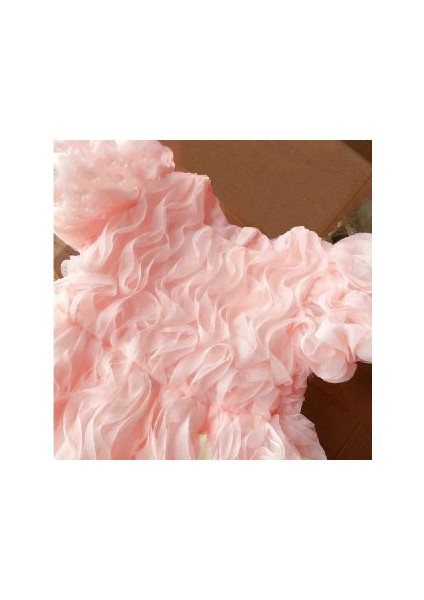 Kız Çocuk Abiye Elbise-Fırfırlı Kabrık Model,büyük Fiyonk Detaylı,krem ve Pambe Renk modelleri