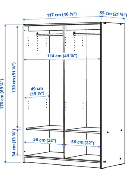 Kleppstad Sürgü Kapaklı Gardırop Beyaz 117 x 176 cm fiyatları