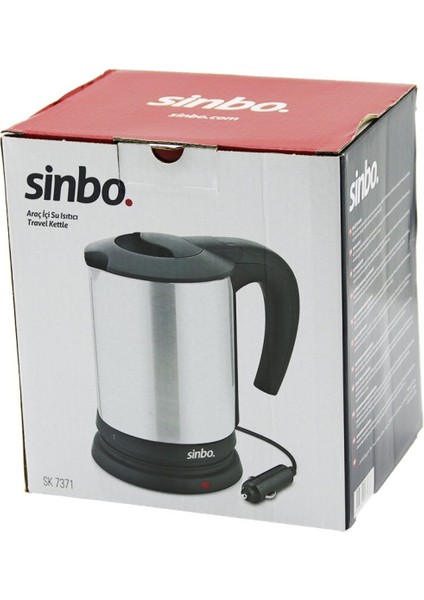 Sinbo Sk-7371 12v Araç İçi Kettle Paslanmaz Çelik Su Isıtıcısı 0.8lt 120w Çakmaklık Fişli Plastik Kapak - Kulp (4915)