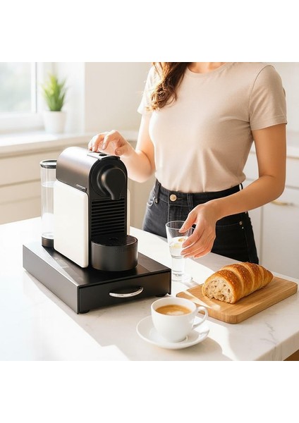 Çekmeceli Siyah 5 Bölmeli Kapsül Kahve Standı modelleri