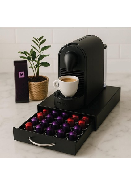 Çekmeceli Siyah 5 Bölmeli Kapsül Kahve Standı fırsatları