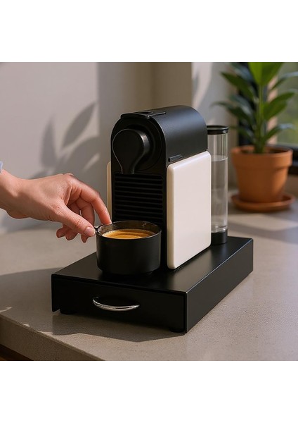 Çekmeceli Siyah 5 Bölmeli Kapsül Kahve Standı