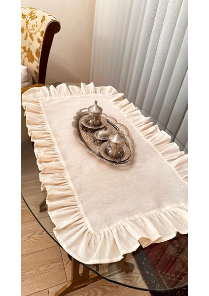 Pamuk Keten Fırfırlı Runner 40*100