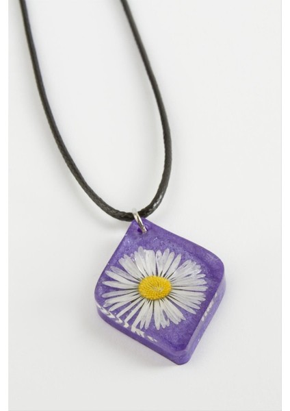 Techmrt Papatya Köşeli Epoksi Kolye-Mor fiyatları