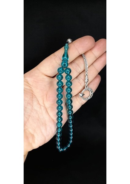 Çubuk Kehribar Tesbih Küre Kesim Turkuaz Renk T-361 modelleri