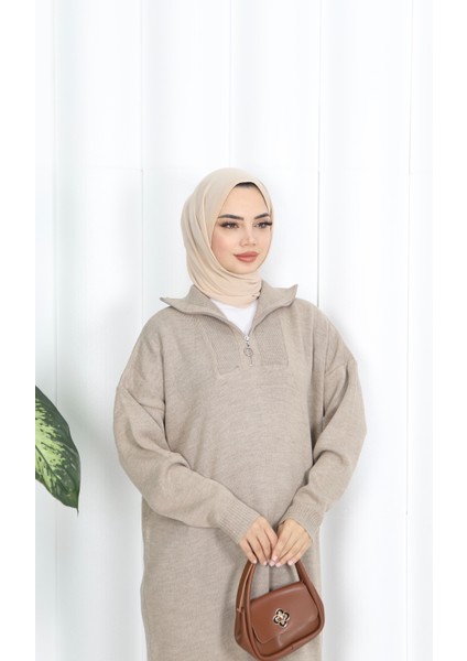 Fitilli Fermuarlı Triko Elbise modelleri