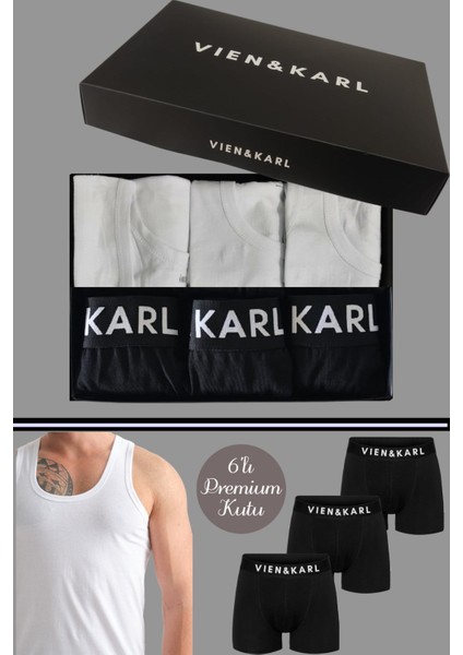 Erkek 3 Pamuklu Likralı Siyah Boxer 3 Atlet Takım