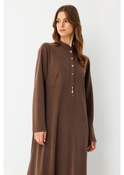 Oysh Kumaş Elbise Kahve