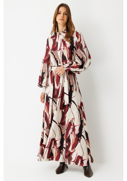 Özel Baskılı Elbise Bordo fiyatları