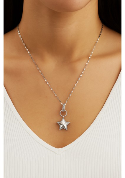 Trend Zirkon Detaylı Kalın Yıldız Kolye fiyatları