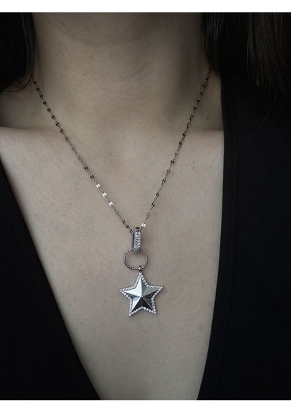 Trend Zirkon Detaylı Kalın Yıldız Kolye