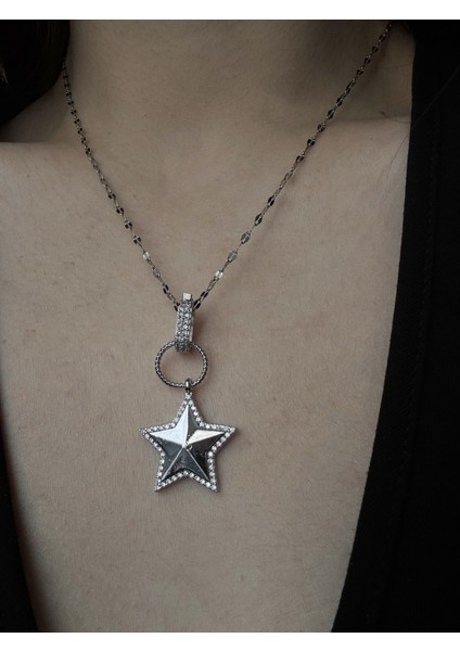 Trend Zirkon Detaylı Kalın Yıldız Kolye