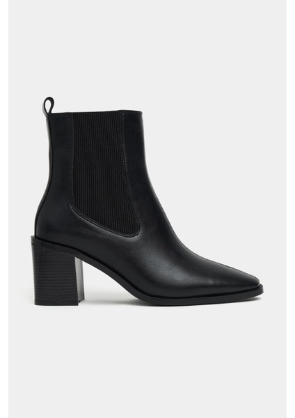 Sirius Siyah Mat Lastik Detay Kadın Topuklu Bot