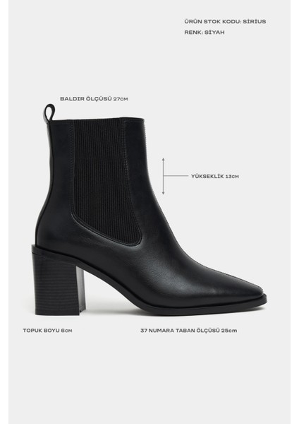 Sirius Siyah Mat Lastik Detay Kadın Topuklu Bot modelleri