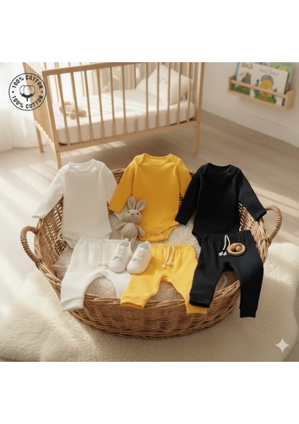 3lü Premium Set %100PAMUK0-3 Ay/24-36 Ay (3 Yaş)Arası Zıbın Çıtçıtlı Body ve Pantolontakımı Unisexkız Erkek Bebek Veçocuk fiyatları