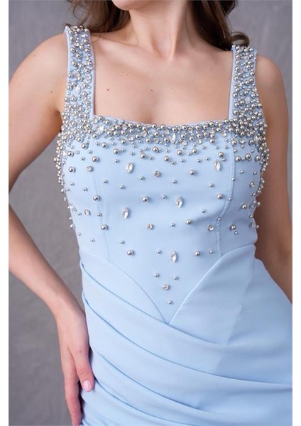 Özel Tasarım Kadın Taş Detaylı Askılı Uzun Abiye Elbise DPS9367 fırsatları