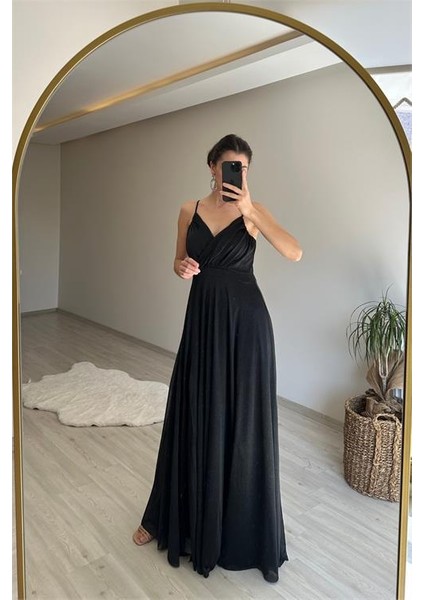 Kadın Işıltılı Kumaş Yırtmaçlı Abiye Elbise NM002 indirimleri