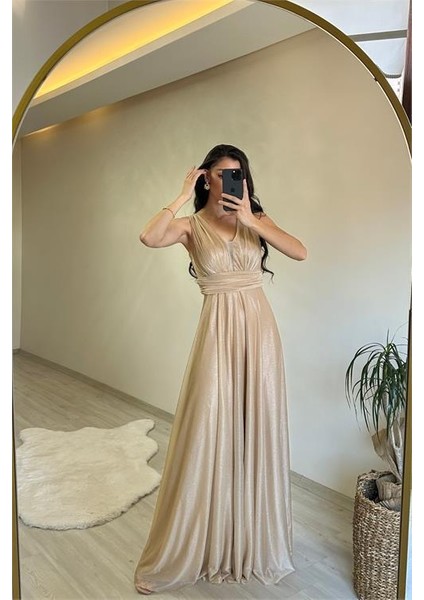 Kadın Işıltılı Kumaş Göğüs Drapeli Kolsuz Elbise NM003 modelleri