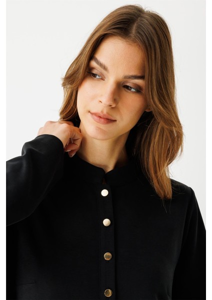 Oysh Kumaş Elbise Siyah