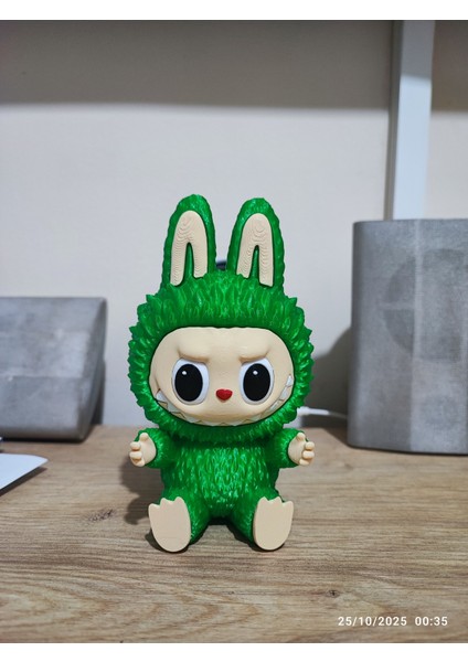 Labubu Yeşil Figür 14 cm - Dönen Göz Mekanizmalı (3 Farklı Bakış) - Özel Üretim