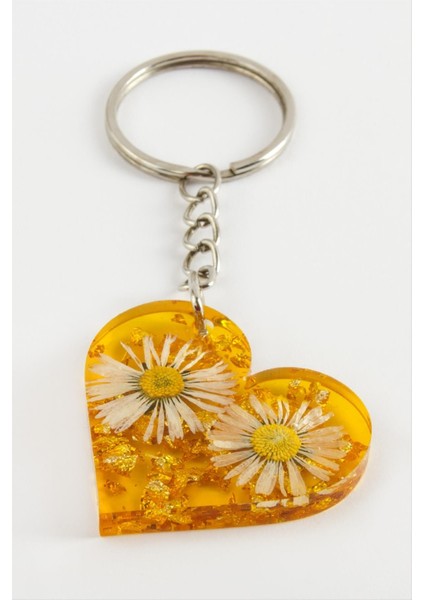 Techmrt Papatya Kalp Epoksi Anahtarlık-Mavi