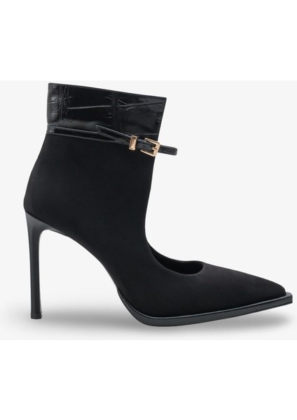 Eronza Kadın Topuklu Bot Siyah Süet