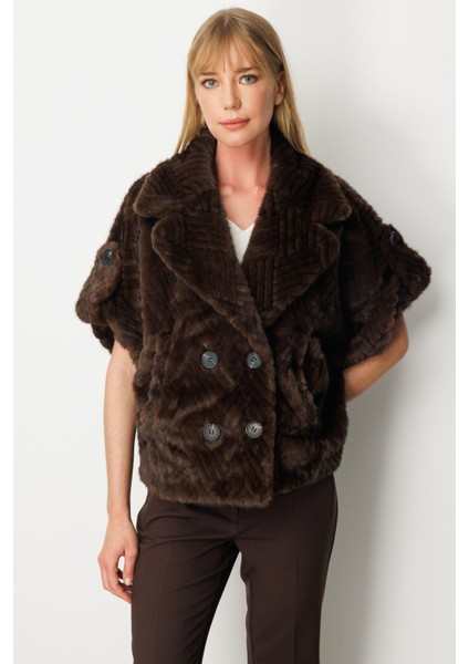 Yarasa Kol Peluş Mont Kahve 06901