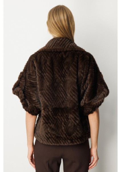 Yarasa Kol Peluş Mont Kahve 06901 fırsatları