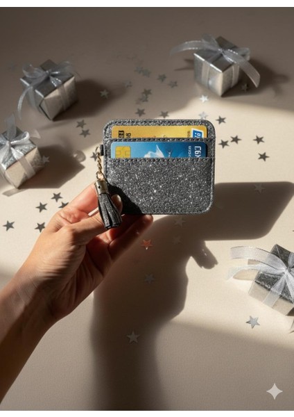 Gri Simli Püsküllü Cüzdan Kartlık fiyatları