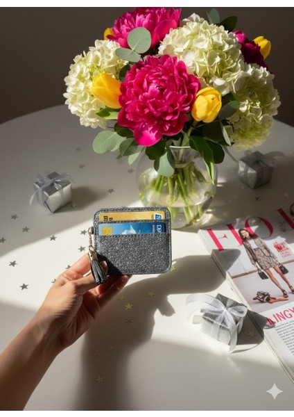 Gri Simli Püsküllü Cüzdan Kartlık modelleri