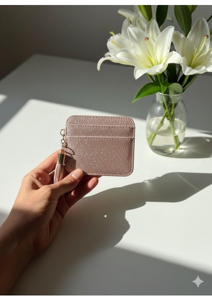 Pembe Simli Püsküllü Cüzdan Kartlık fiyatları
