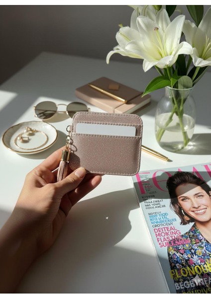 Pembe Simli Püsküllü Cüzdan Kartlık modelleri