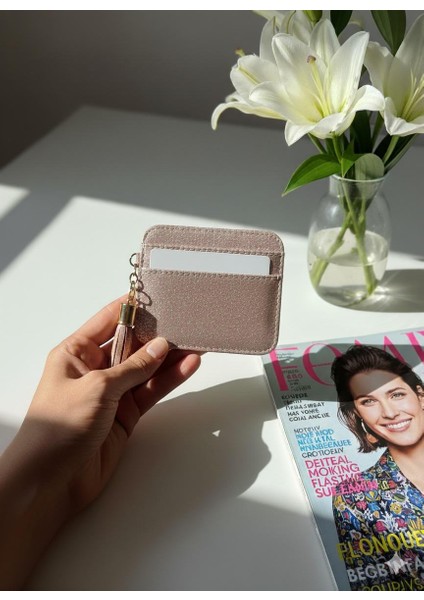 Pembe Simli Püsküllü Cüzdan Kartlık indirimleri