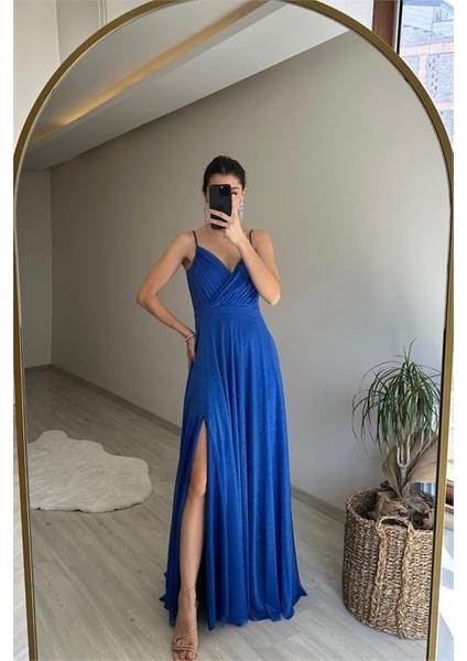 Kadın Işıltılı Kumaş Yırtmaçlı Abiye Elbise NM002 fiyatları