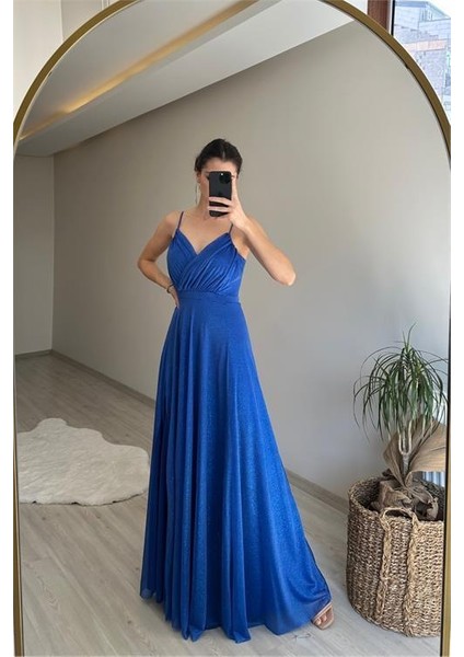 Kadın Işıltılı Kumaş Yırtmaçlı Abiye Elbise NM002 modelleri